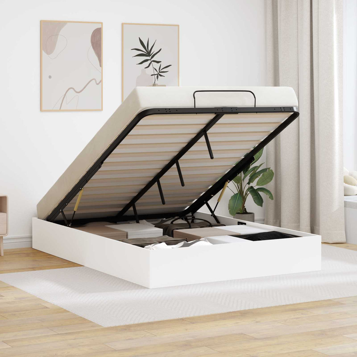Ottoman Bed Frame Engineered Wood Length 200 cm White 120 cm