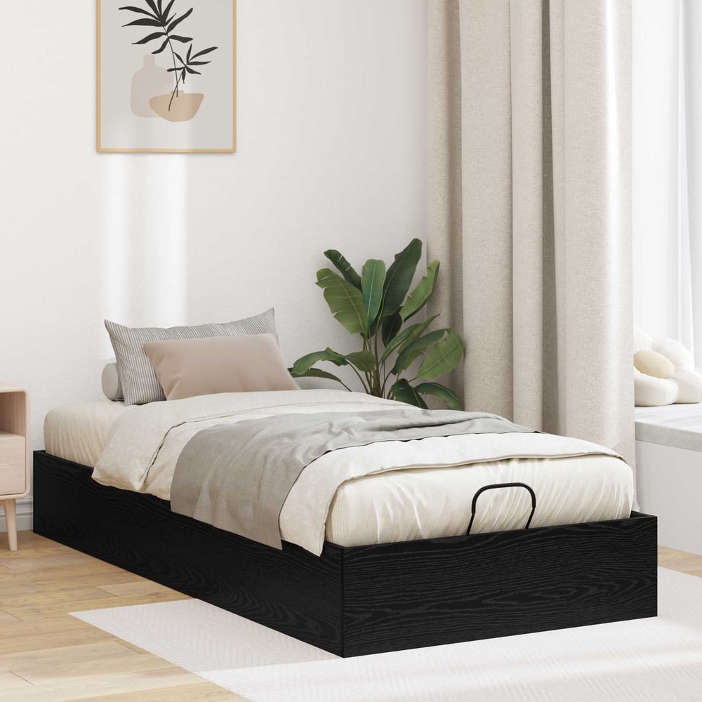 Ottoman Bed Frame Engineered Wood Length Black Oak