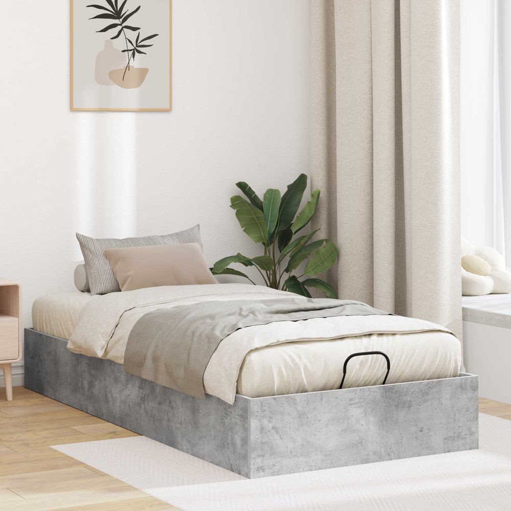 Ottoman Bed Frame Engineered Wood Length Concrete Grey