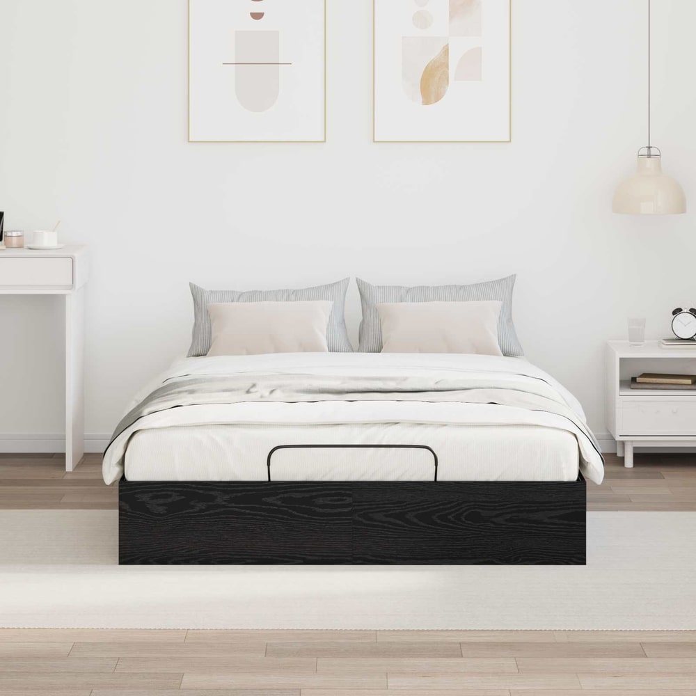 Ottoman Bed Frame 140 x 190 cm Engineered Wood Black oak