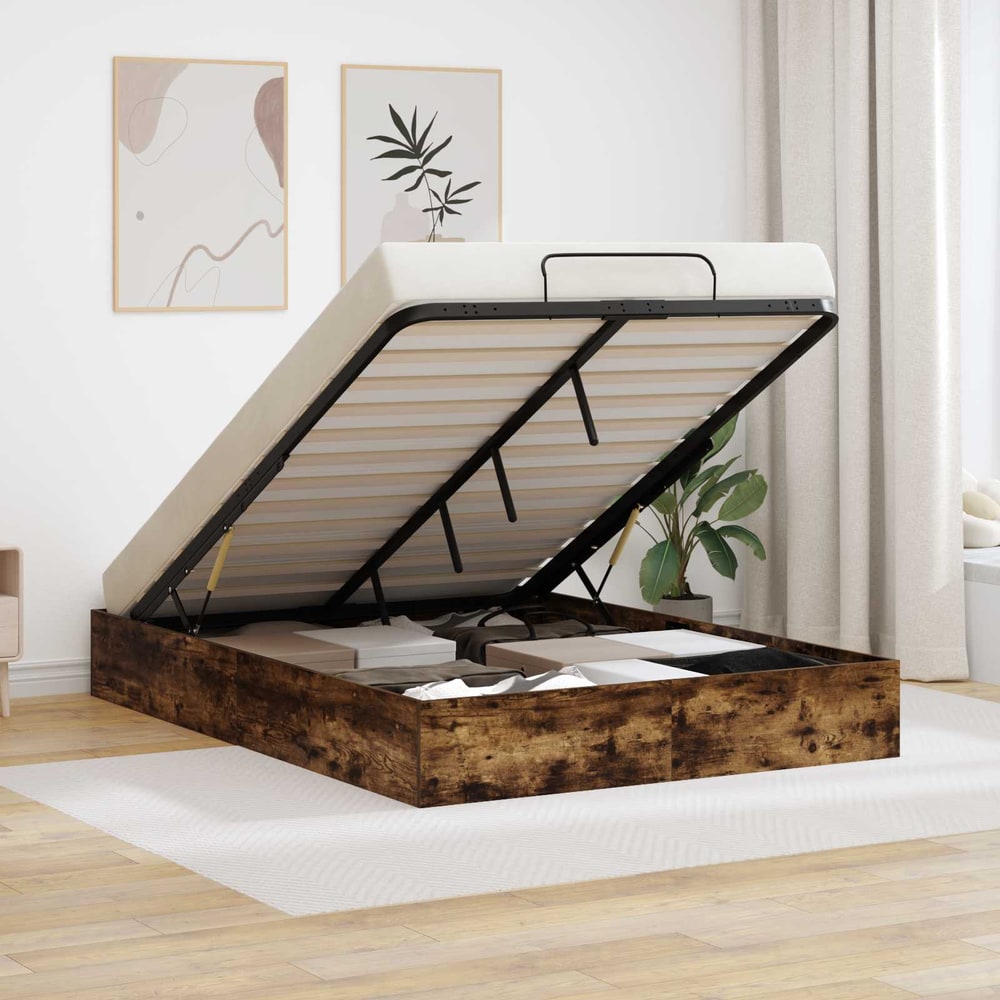 Ottoman Bed Frame Engineered Wood Smoked oak