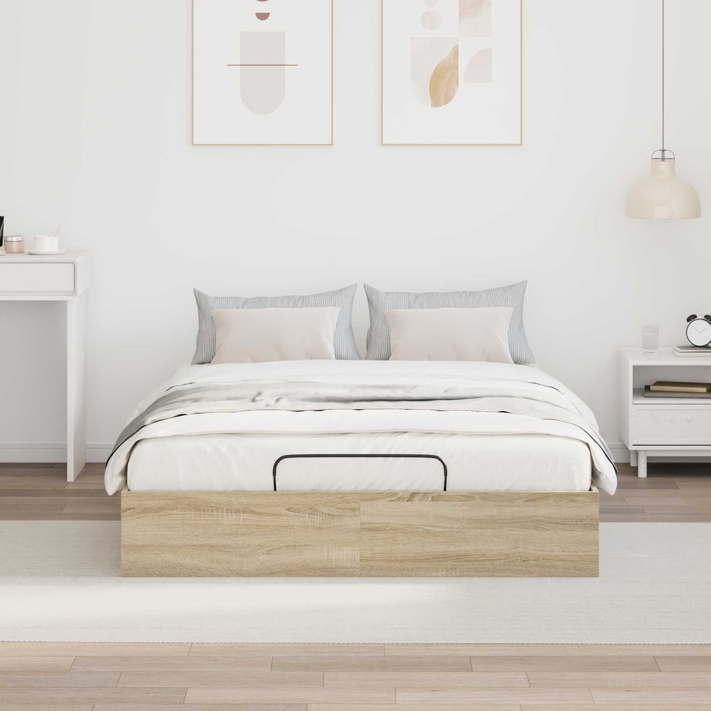 Ottoman Bed Frame 120 x 200 cm Engineered Wood Length 190 cm Sonoma oak