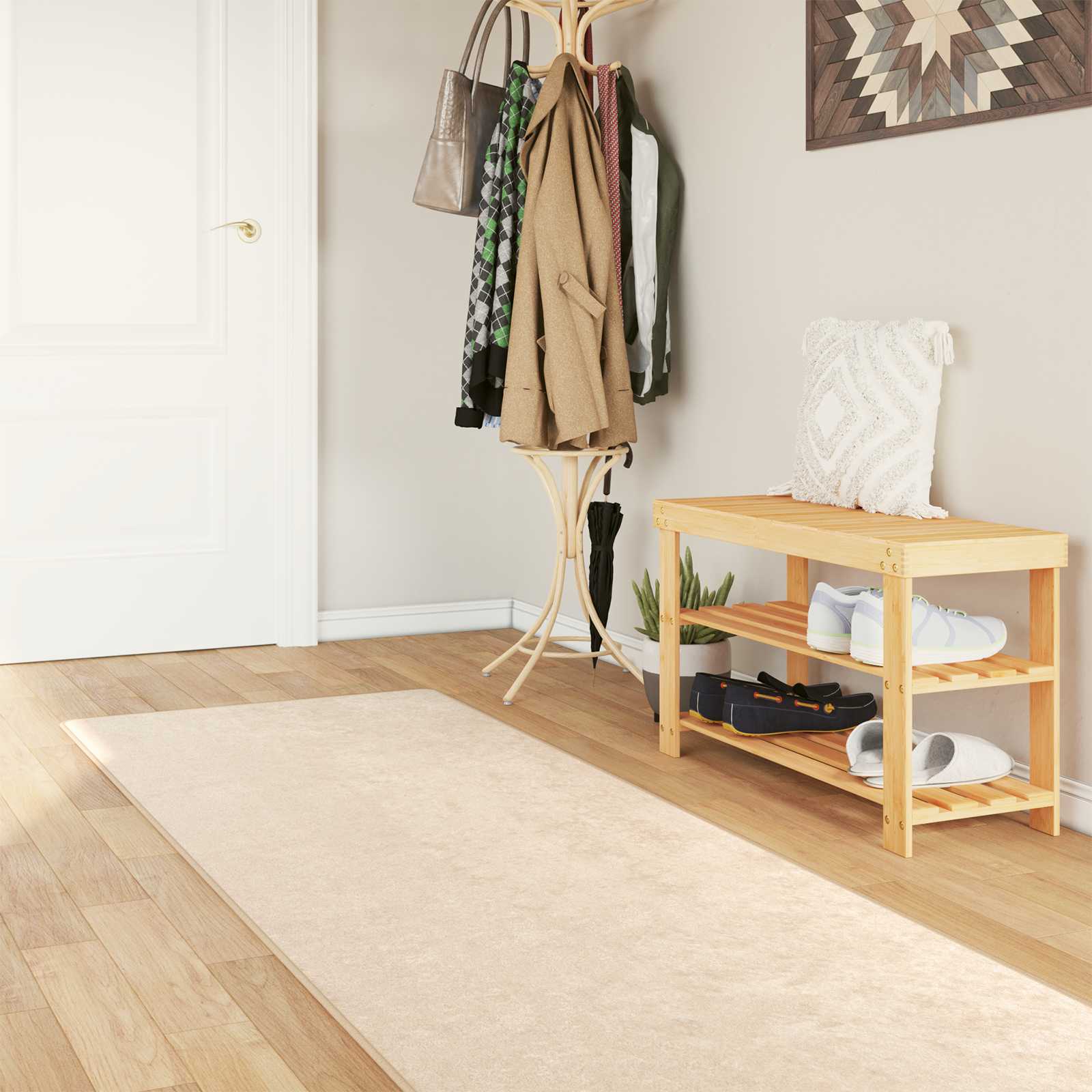 vidaXL Rug Runner MARSA Cream 80 x 250 cm Polyester and PVC 1
