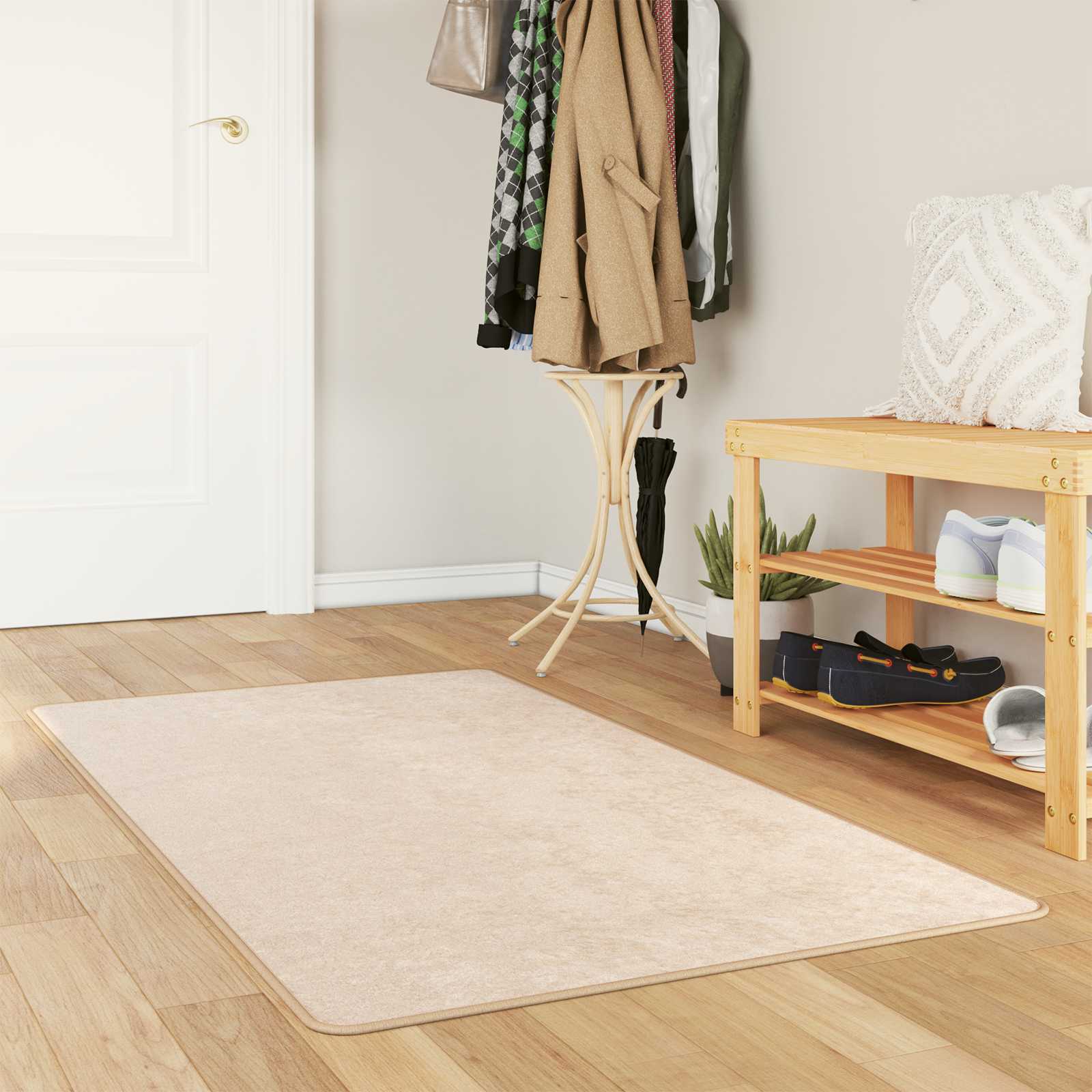 vidaXL Rug Runner MARSA Cream 100 x 350 cm Polyester and PVC 1