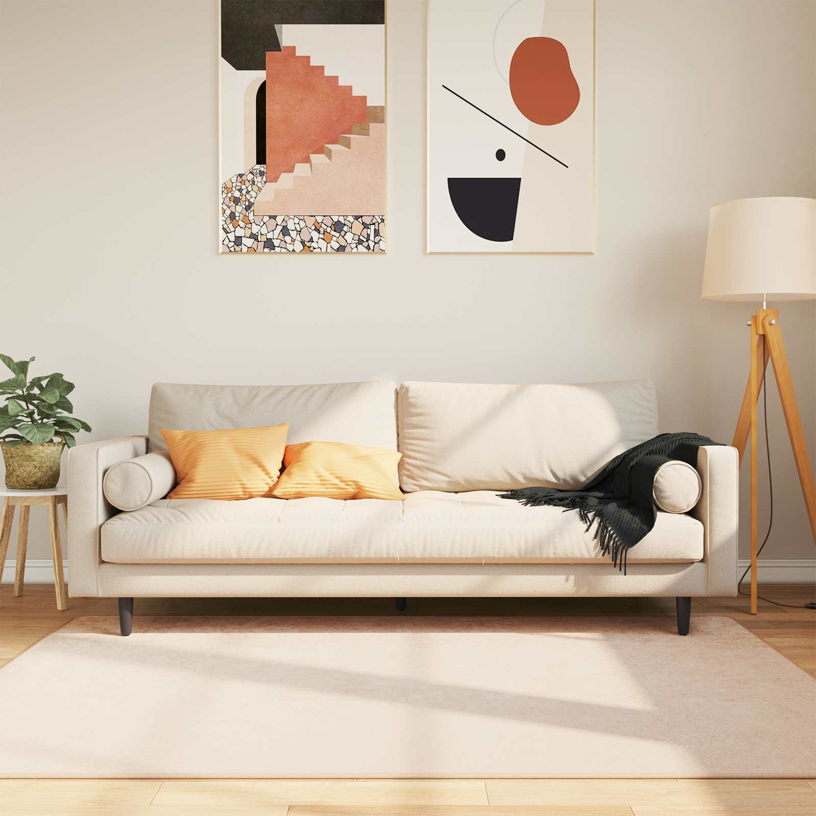 vidaXL Rug Runner MARSA Cream 120 x 170 cm Polyester and PVC 1