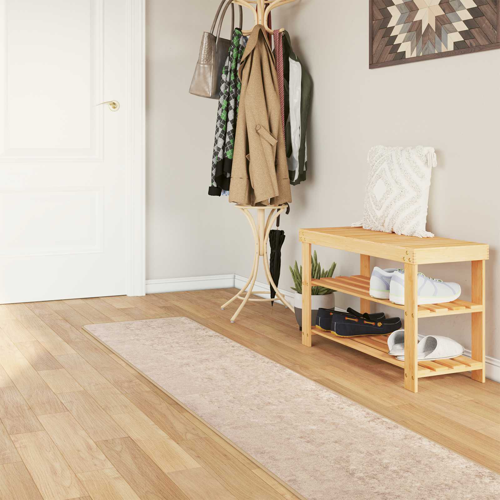 vidaXL Rug Runner MARSA Beige 50 x 300 cm Polyester and PVC 1