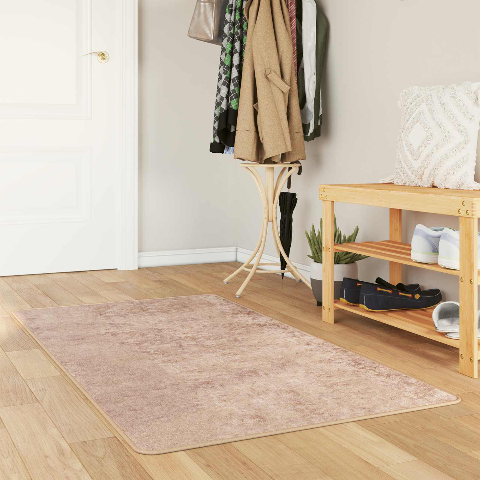 vidaXL Rug Runner MARSA Sand 100 x 200 cm Polyester and PVC 1