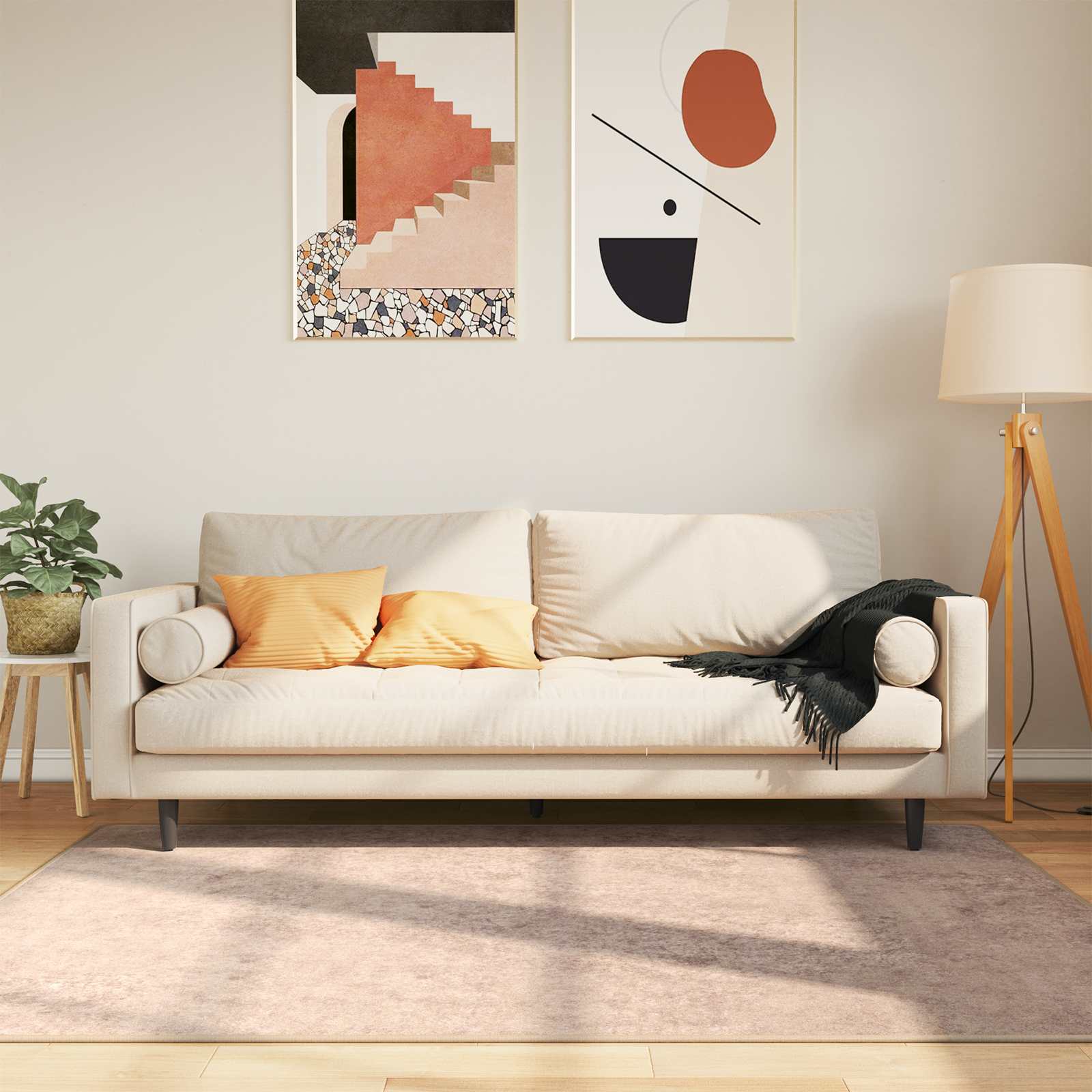 vidaXL Rug Runner MARSA Sand 120 x 170 cm Polyester and PVC 1