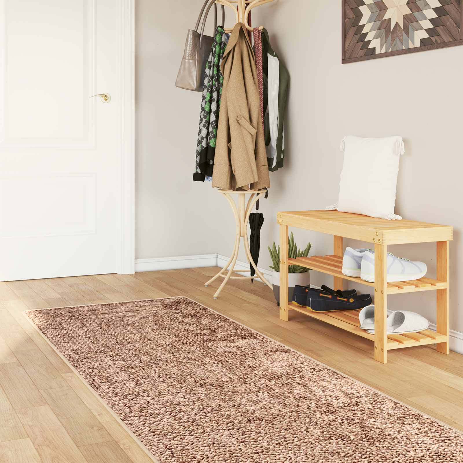 vidaXL Rug Runner MARSA Yellow 100 x 350 cm Polyester and PVC 1