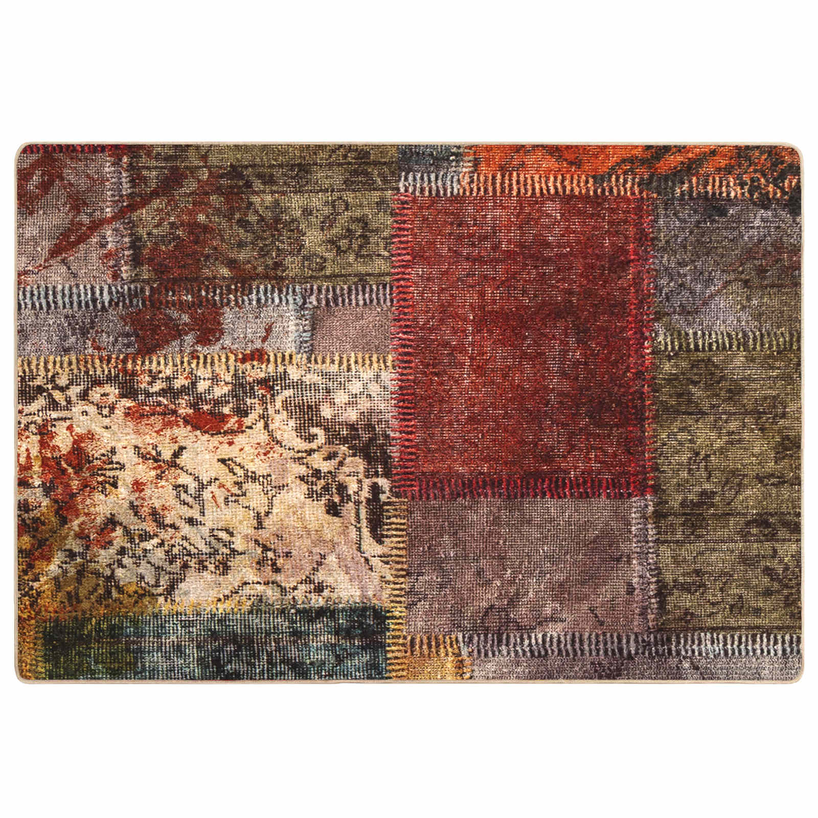 vidaXL Rug Runner MARSA Multicolour 100 x 150 cm Polyester and PVC 2