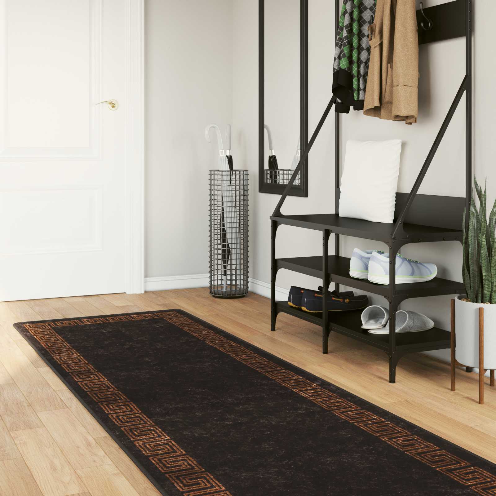 vidaXL Rug Runner MARSA Black 80 x 250 cm Polyester and PVC 1