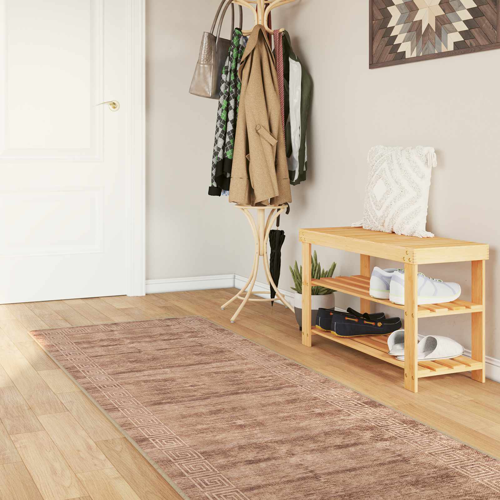 vidaXL Rug Runner MARSA White 80 x 400 cm Polyester and PVC 1