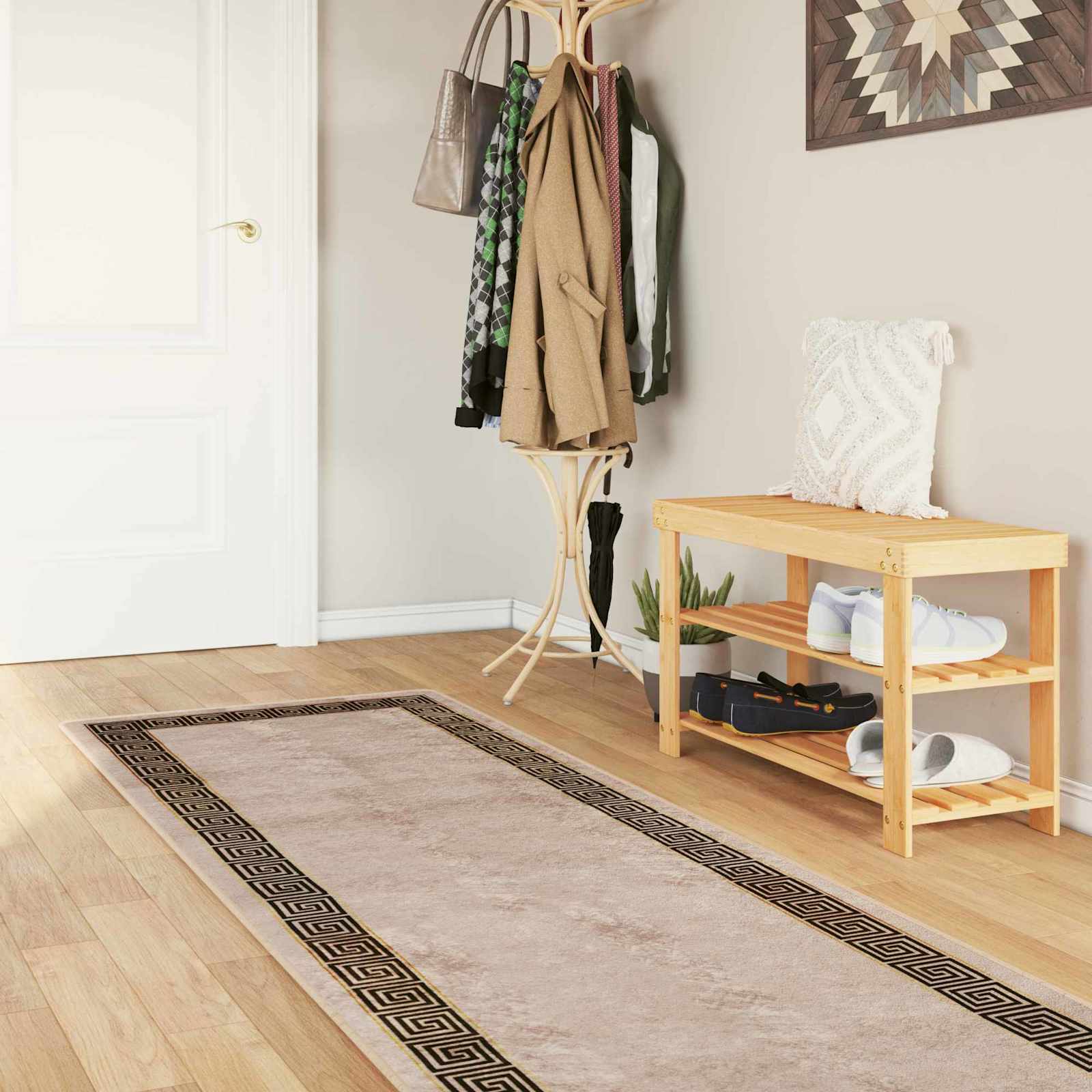 vidaXL Rug Runner MARSA Black 80 x 400 cm Polyester and PVC 1