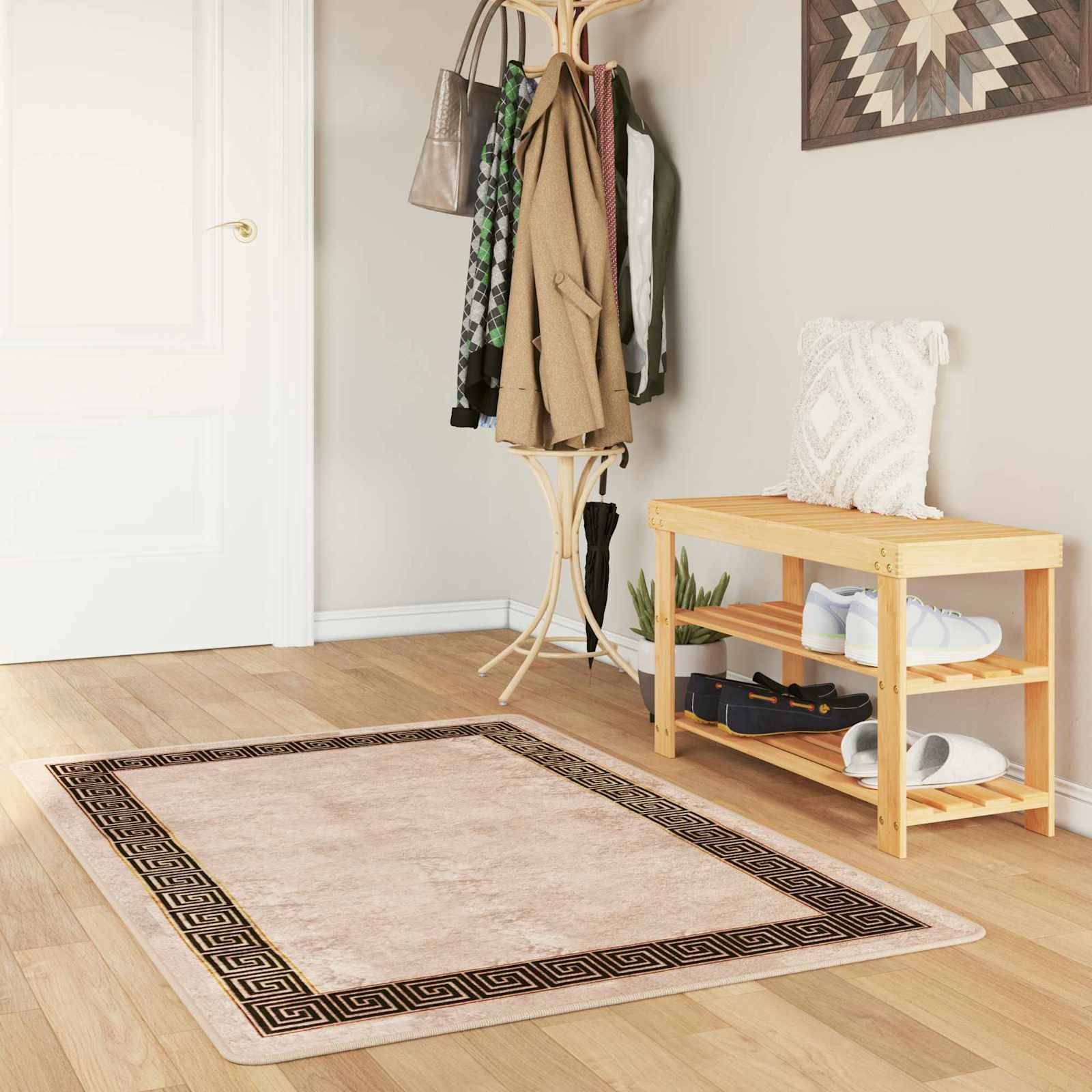 vidaXL Rug Runner MARSA Black 100 x 200 cm Polyester and PVC 1