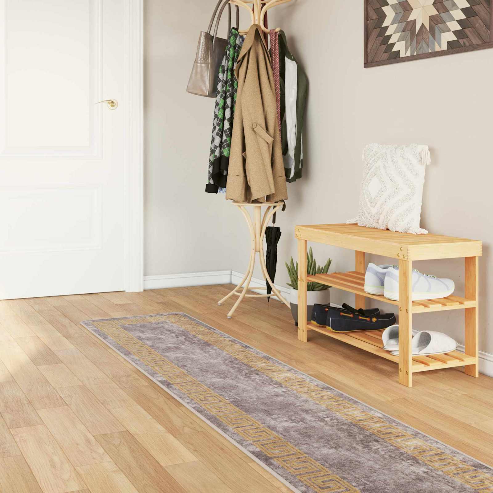 vidaXL Rug Runner MARSA Grey 50 x 350 cm Polyester and PVC 1
