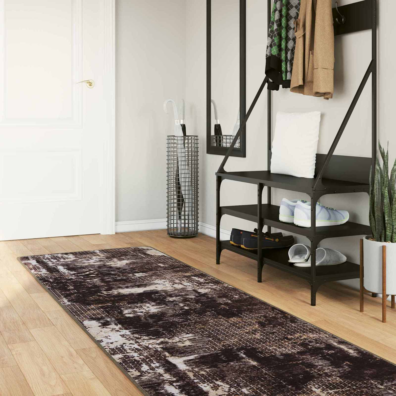 vidaXL Rug Runner MARSA Black 80 x 400 cm Polyester and PVC 1