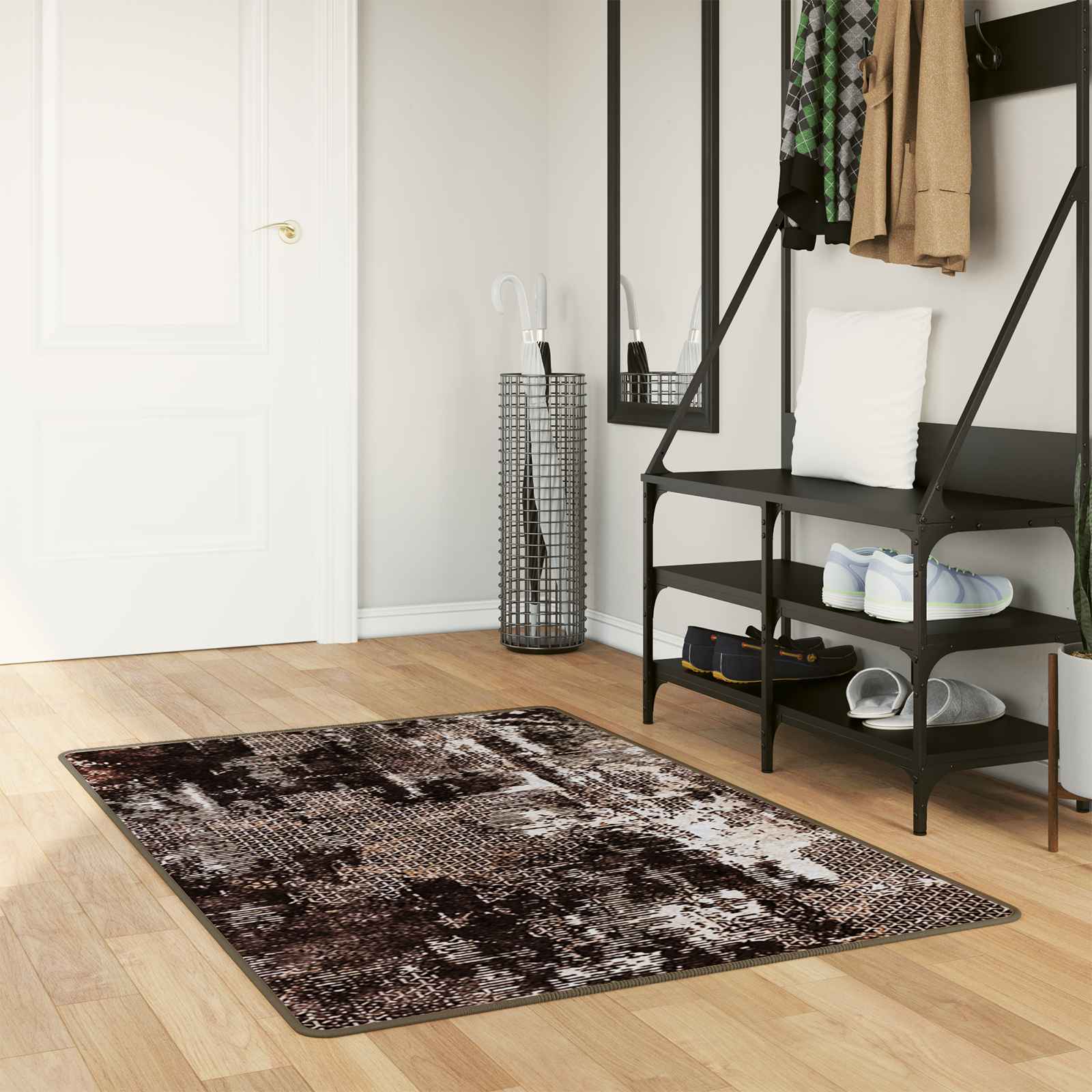 vidaXL Rug Runner MARSA Black 100 x 200 cm Polyester and PVC 1