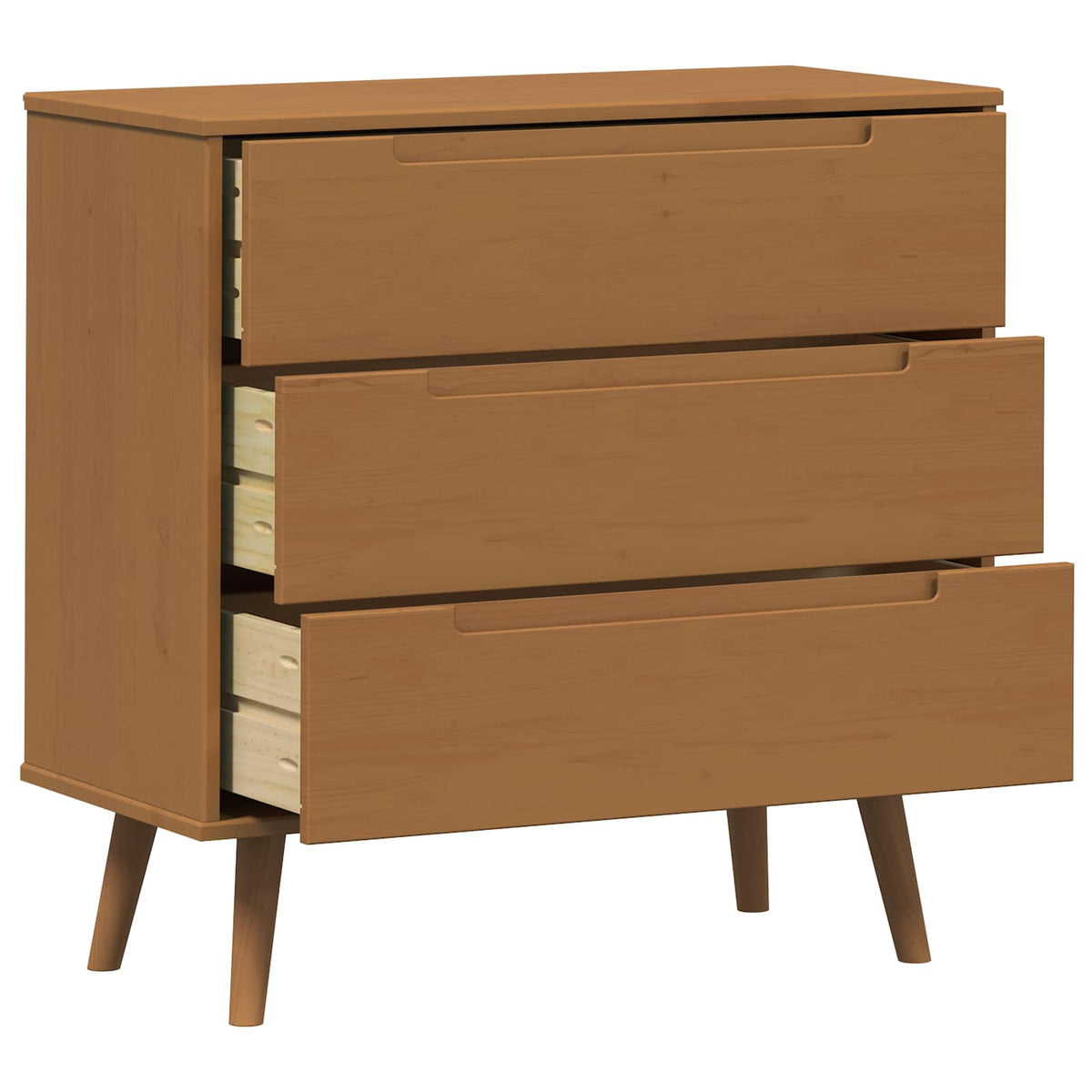 Drawer Cabinet "MOLDE" 80x40x80 cm Solid Wood Pine Caramel