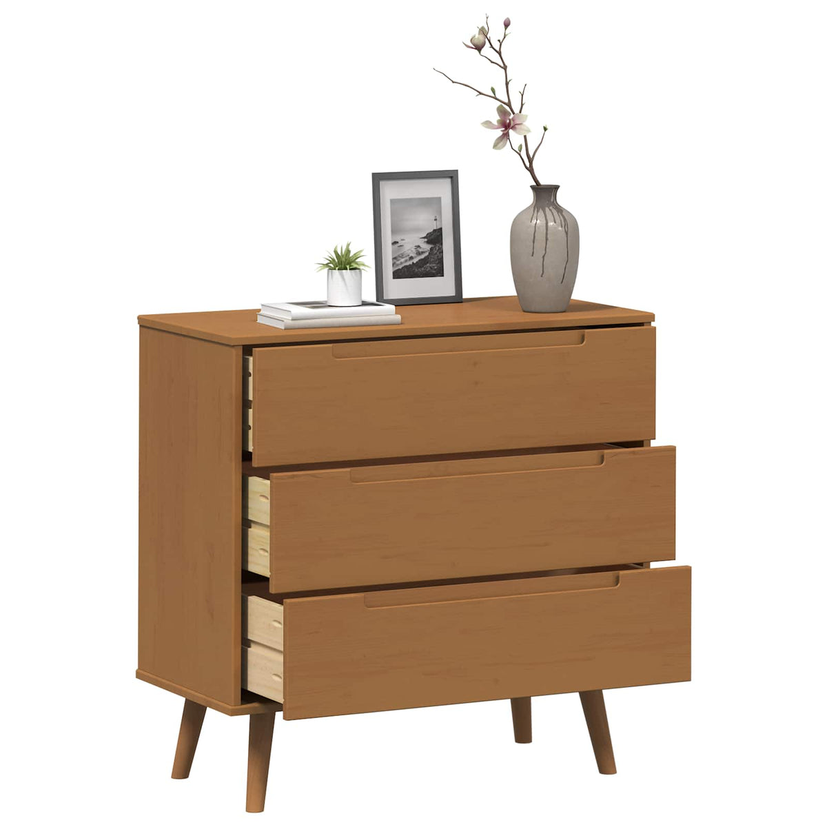 Drawer Cabinet "MOLDE" 80x40x80 cm Solid Wood Pine Caramel