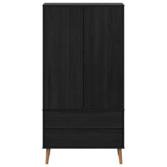 Wardrobe "MOLDE" 90x55x175 cm Solid Wood Pine Black