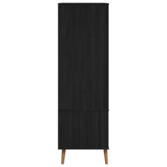 Wardrobe "MOLDE" 90x55x175 cm Solid Wood Pine Black