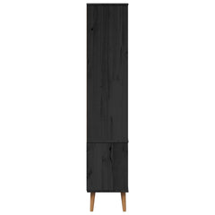 Vitrine Cabinet "MOLDE" 90x35x175 cm Solid Wood Pine Black