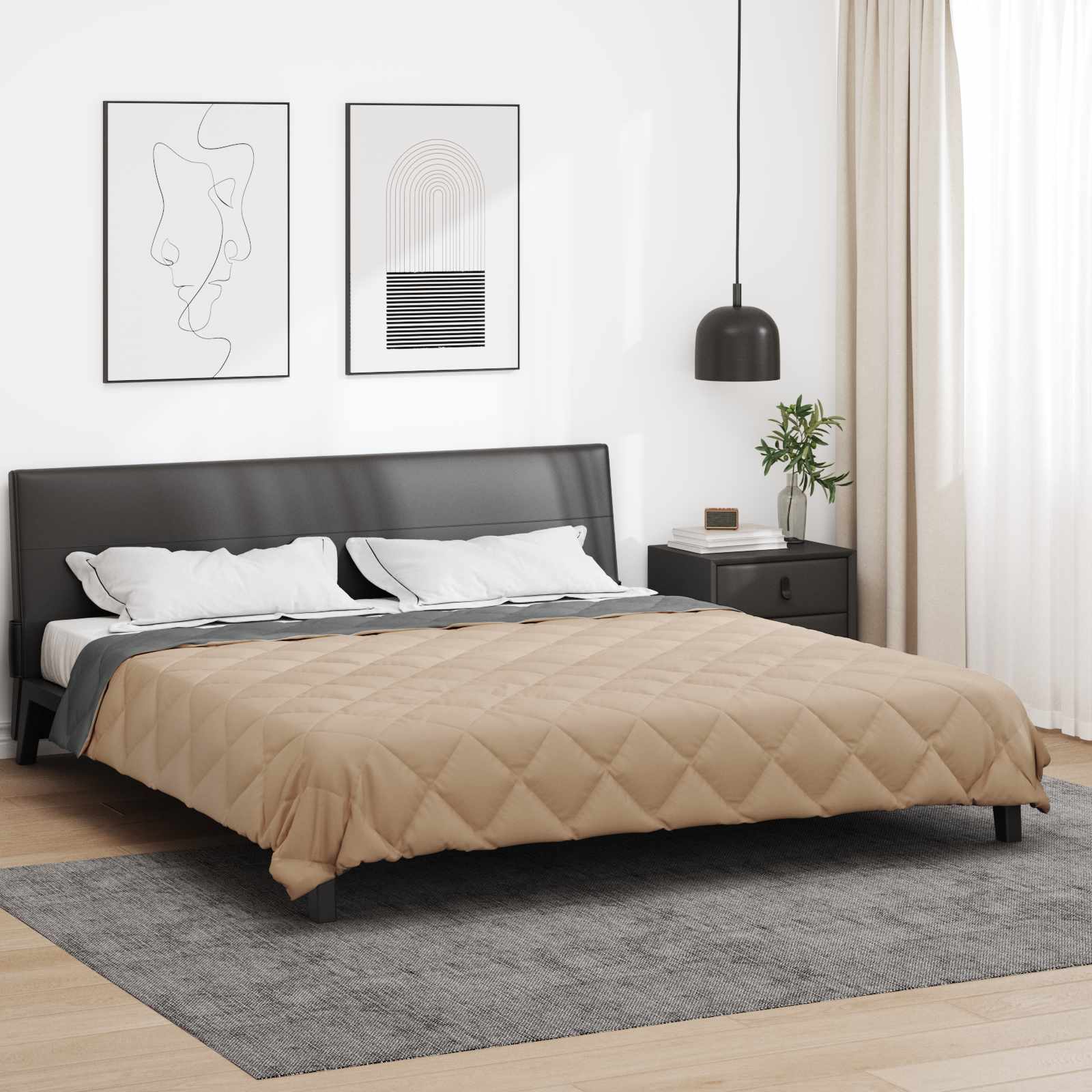 vidaXL Full Year Duvet Anthracite and Taupe 200 x 200 cm Microfiber 4