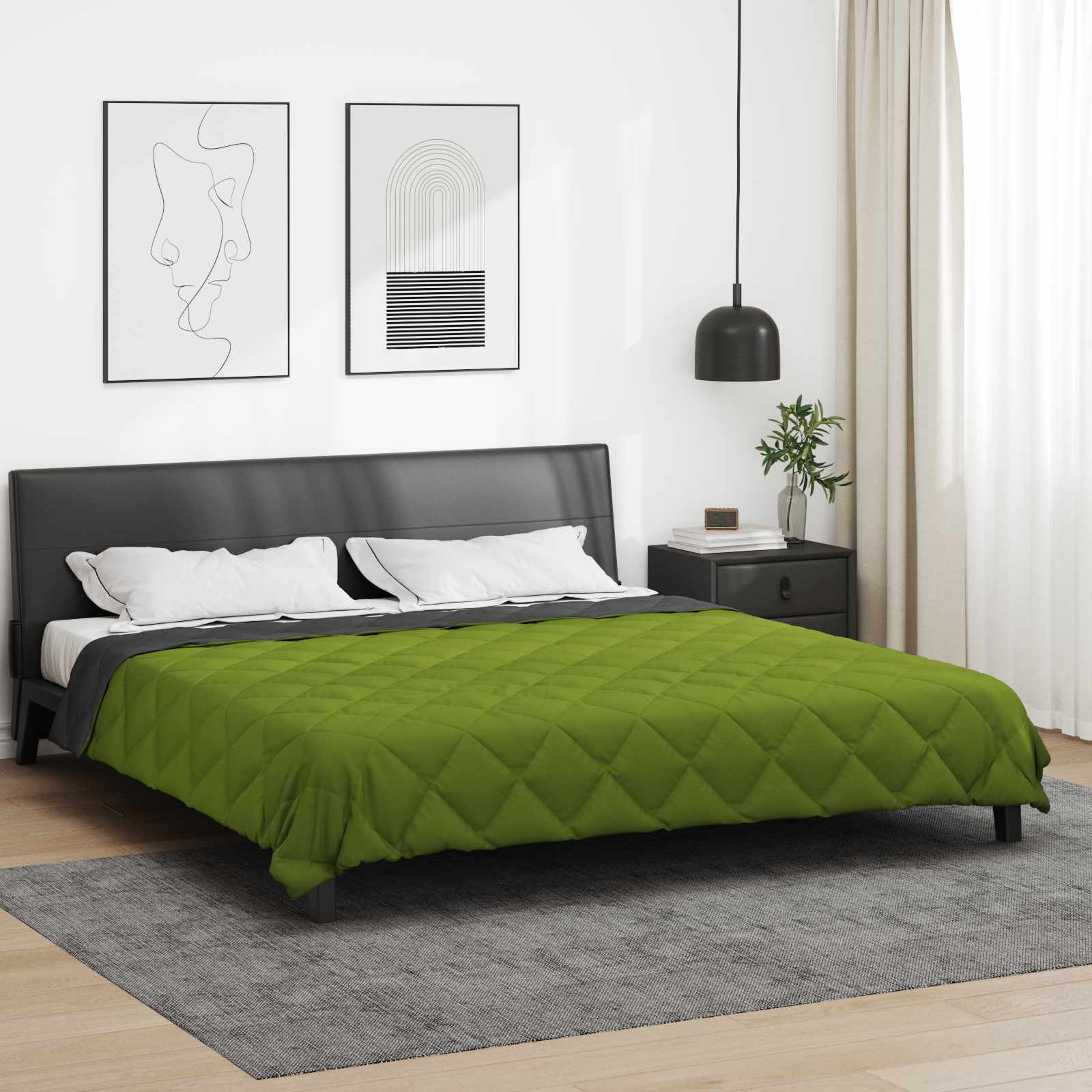 vidaXL Full Year Duvet Green and Anthracite 200 x 200 cm Microfiber 4