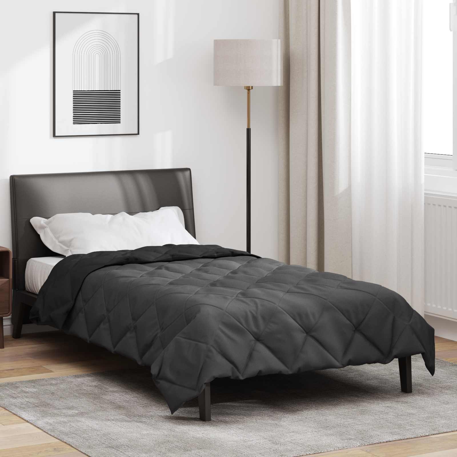 vidaXL Full Year Duvet Black and Anthracite 135 x 200 cm Microfiber 1