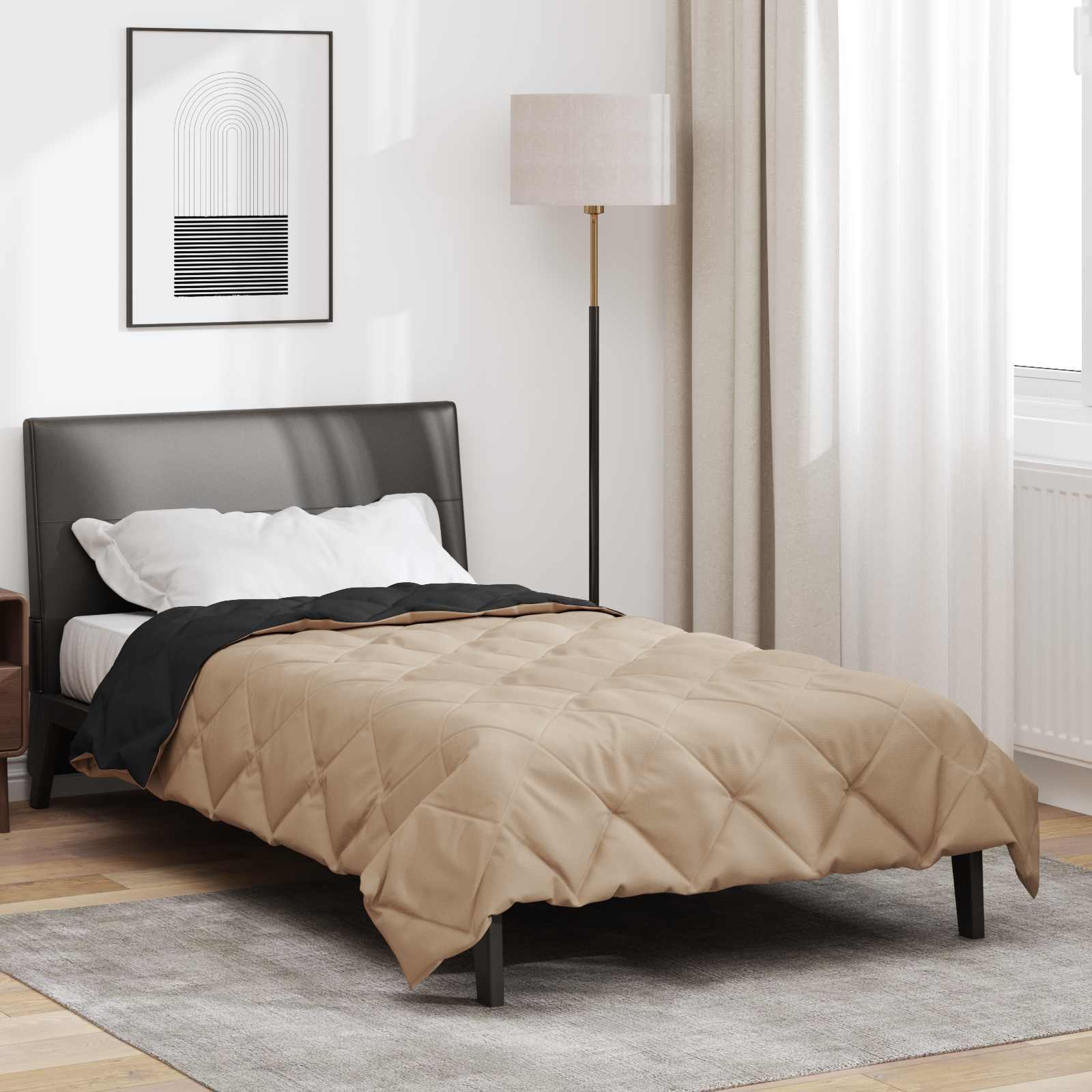 vidaXL Full Year Duvet 135 x 220 cm 300 gsm Black and Taupe 4
