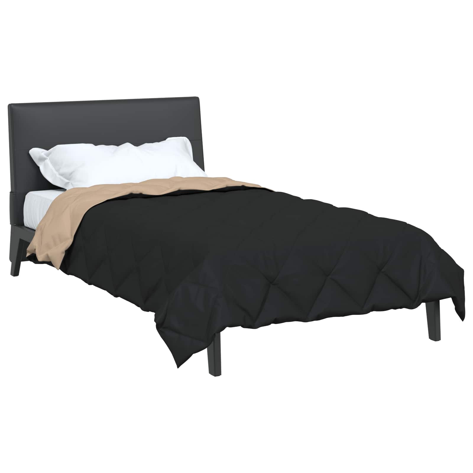 vidaXL Full Year Duvet Black and Taupe 155 x 220 cm Microfiber 3