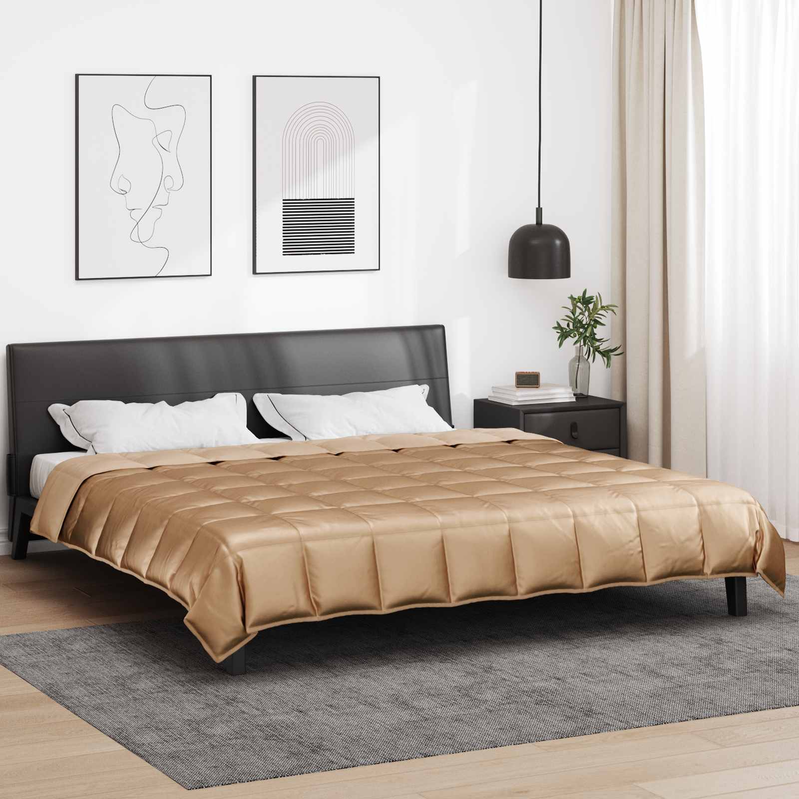 vidaXL Summer Duvet Gold 200 x 220 cm Satin and Microfiber 1