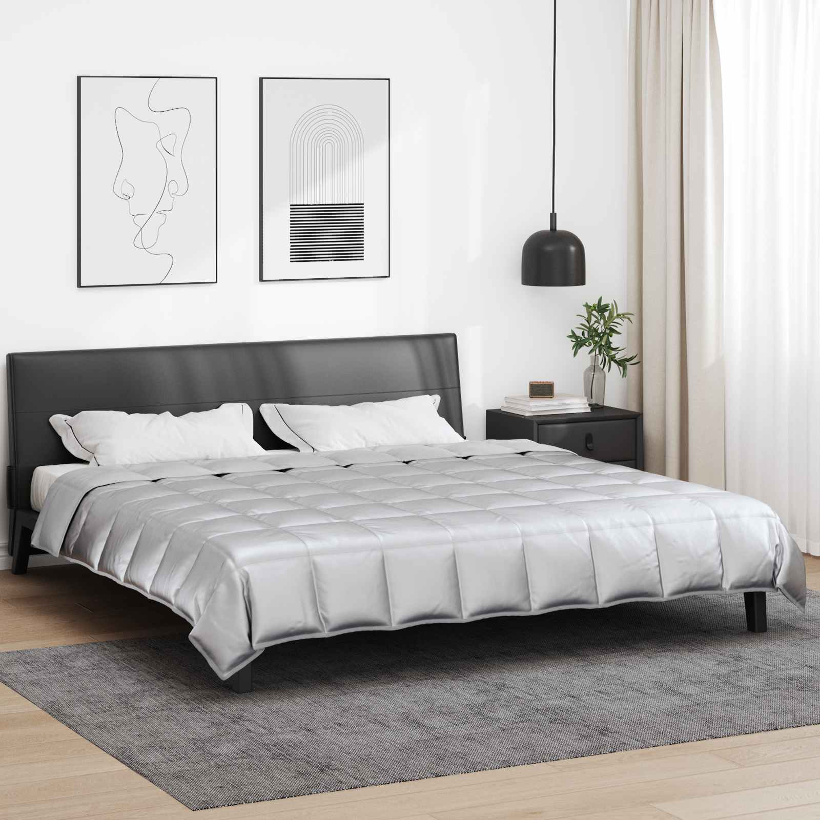 vidaXL Summer Duvet Silver 200 x 220 cm Satin and Microfiber 1