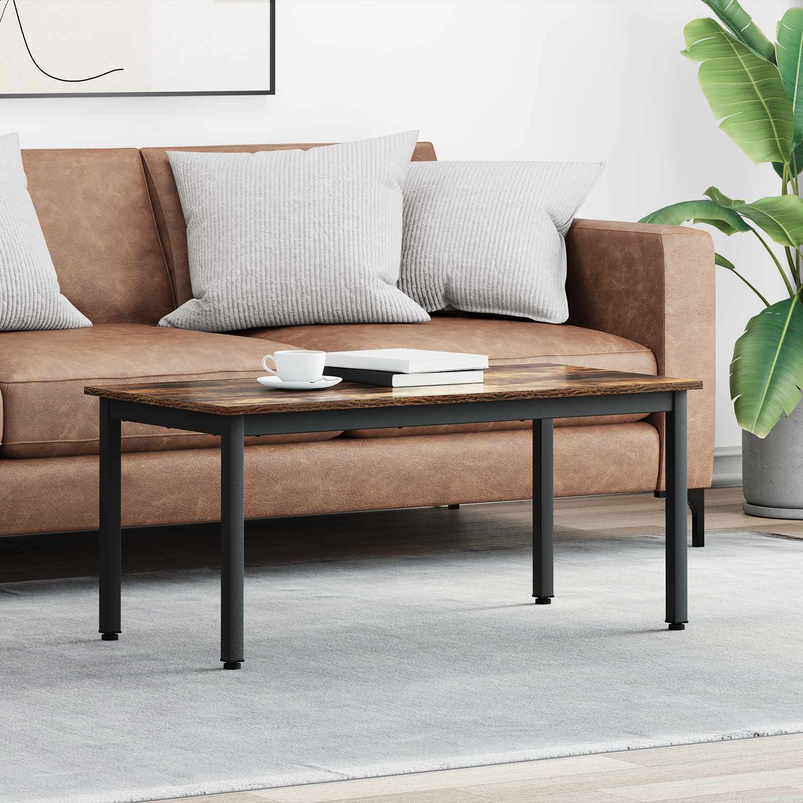 vidaXL Coffee Table Smoke Oak 100 x 50 x 45 cm Engineered Wood 1