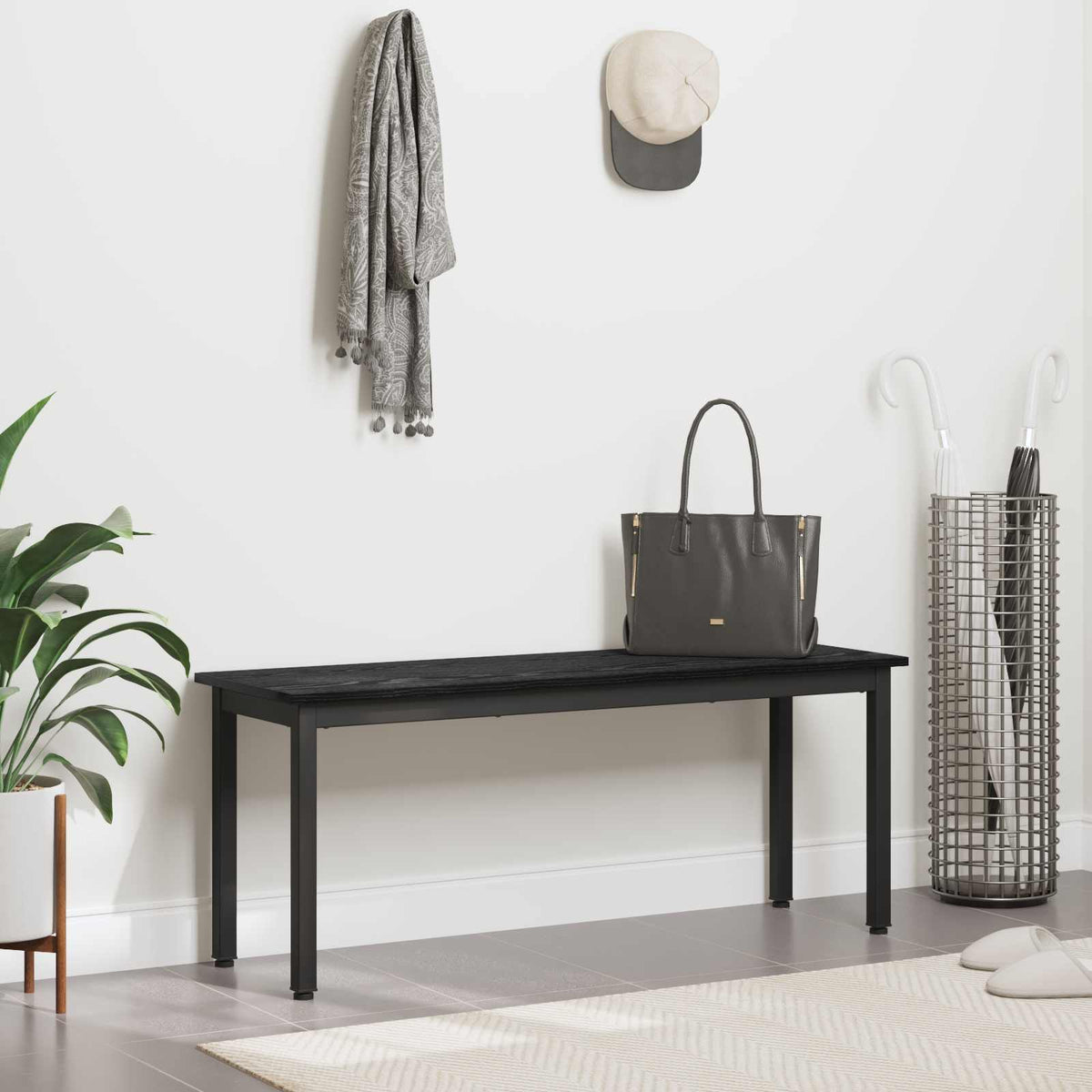 Bench Engineered Wood 110 x 35 x 45 cm Black oak