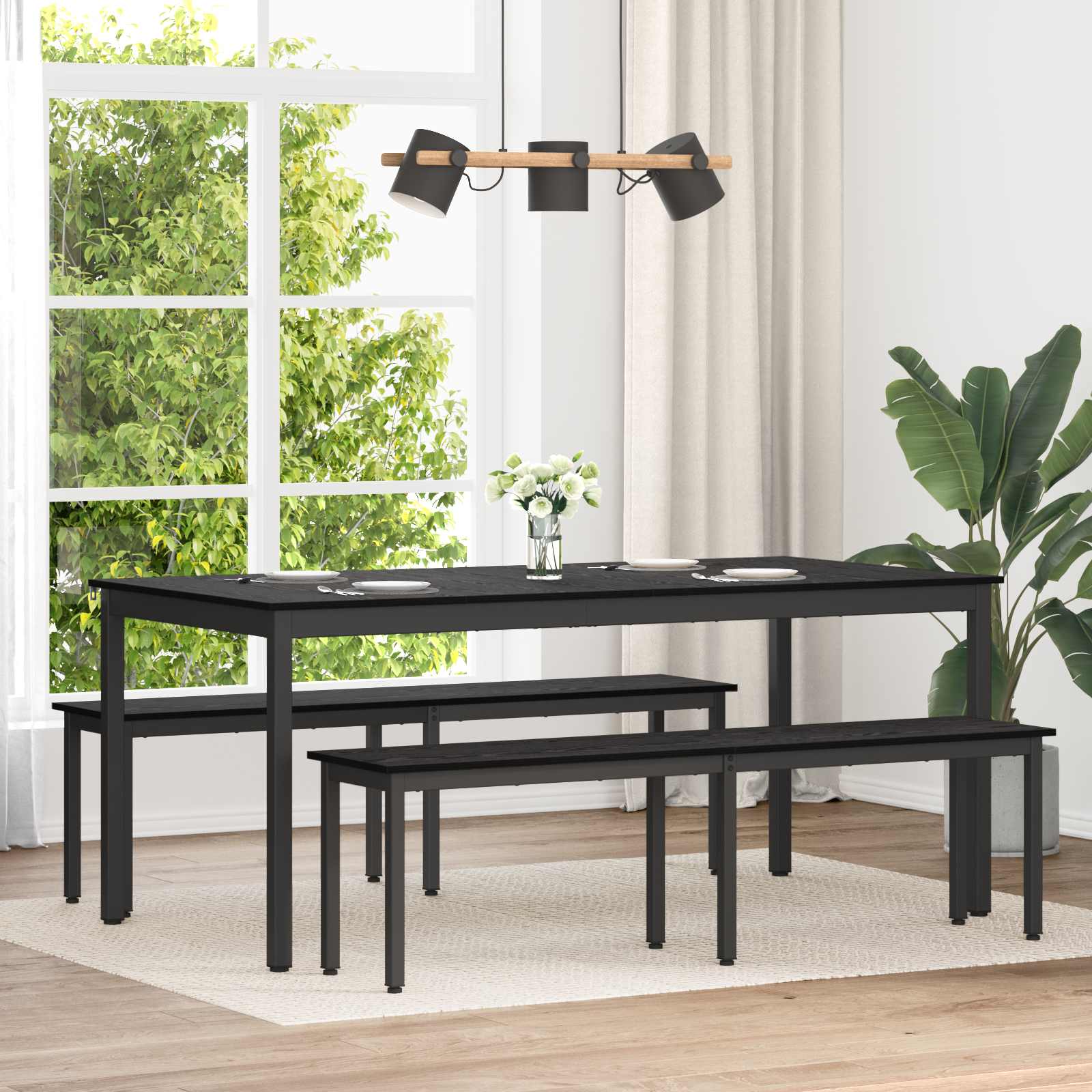vidaXL Bench Black Oak 160 x 35 x 45 cm Engineered Wood 1
