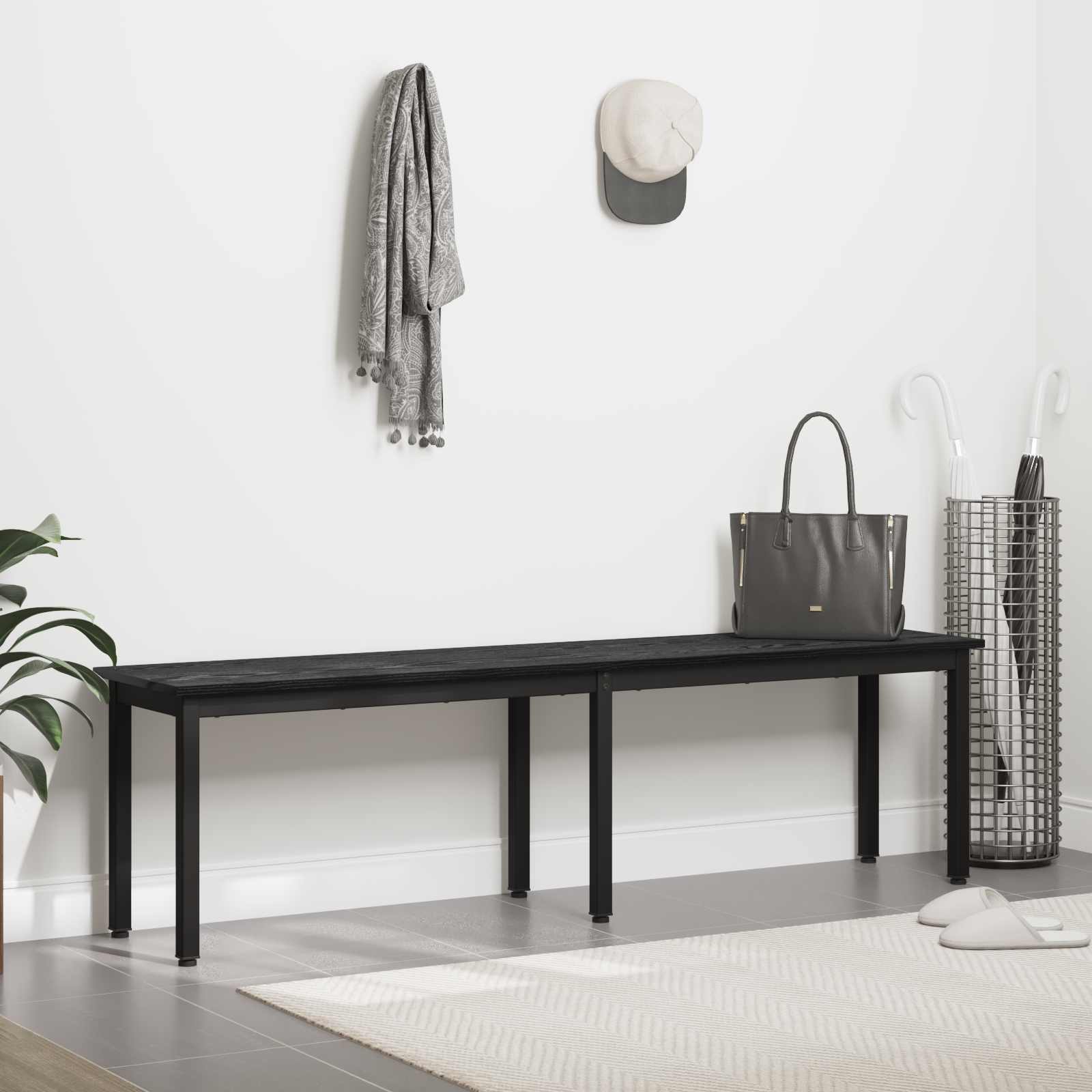 vidaXL Bench Black Oak 160 x 35 x 45 cm Engineered Wood 4