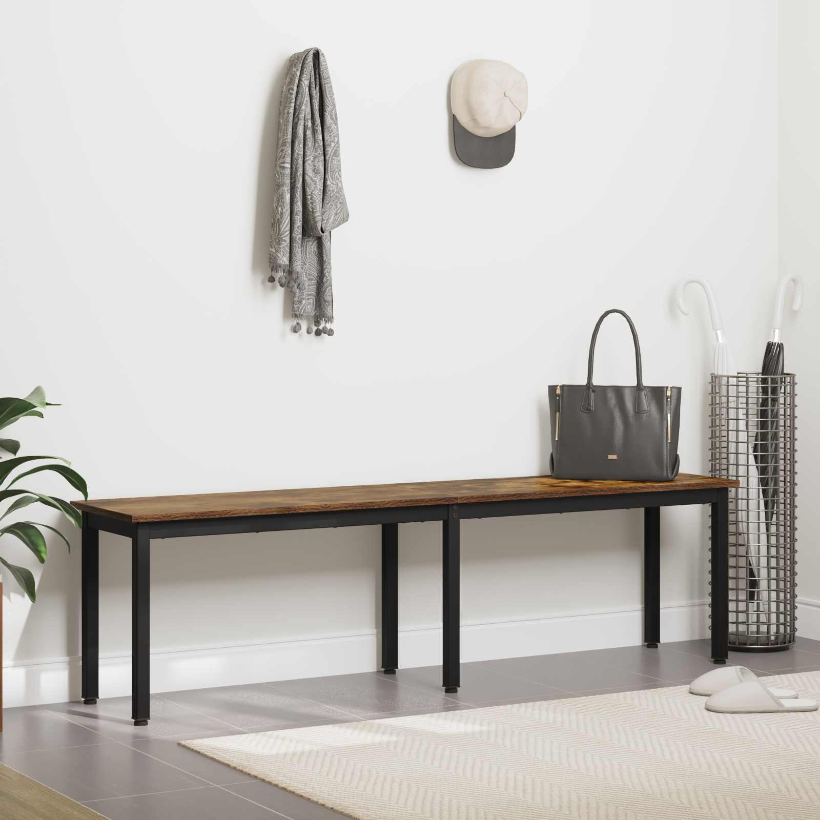vidaXL Bench Smoke Oak 160 x 35 x 45 cm Engineered Wood 4
