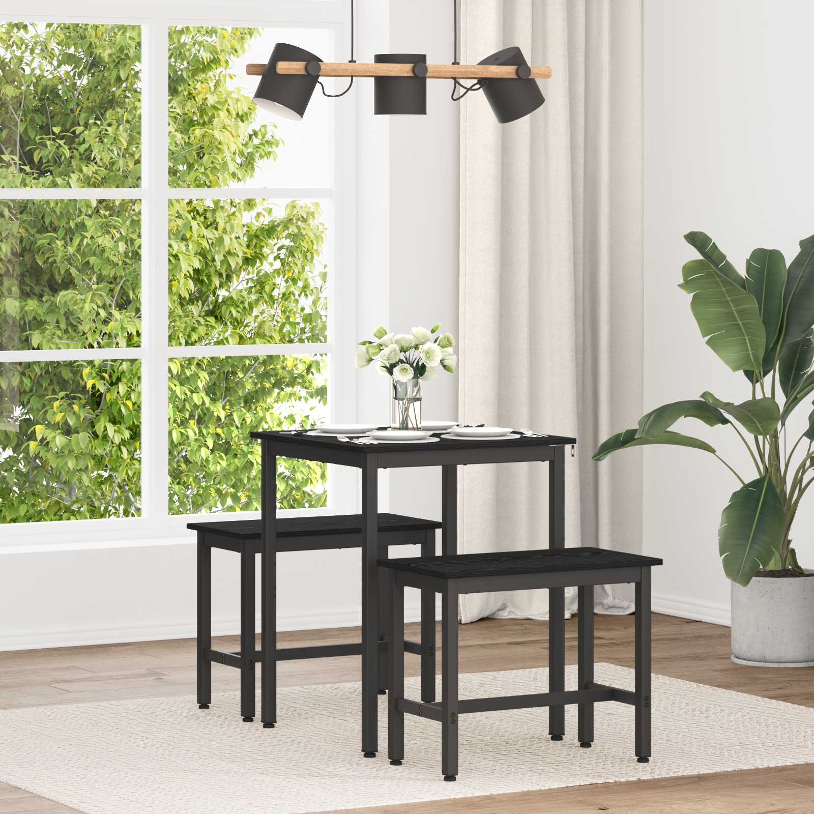 vidaXL Dining Tables 60 x 60 x 75 cm Engineered Wood Black Oak Square 1