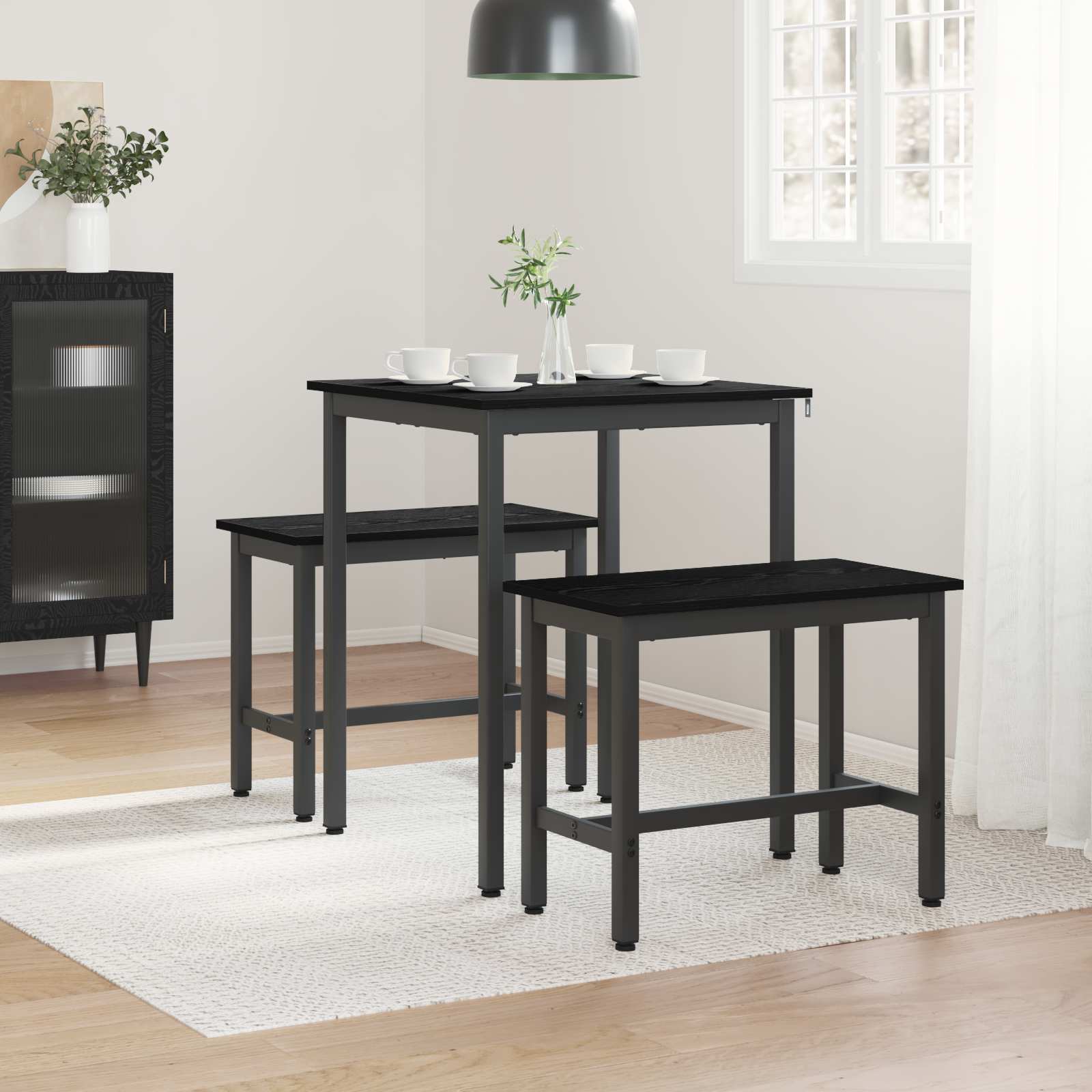 vidaXL Dining Tables 60 x 60 x 75 cm Engineered Wood Black Oak Square 4