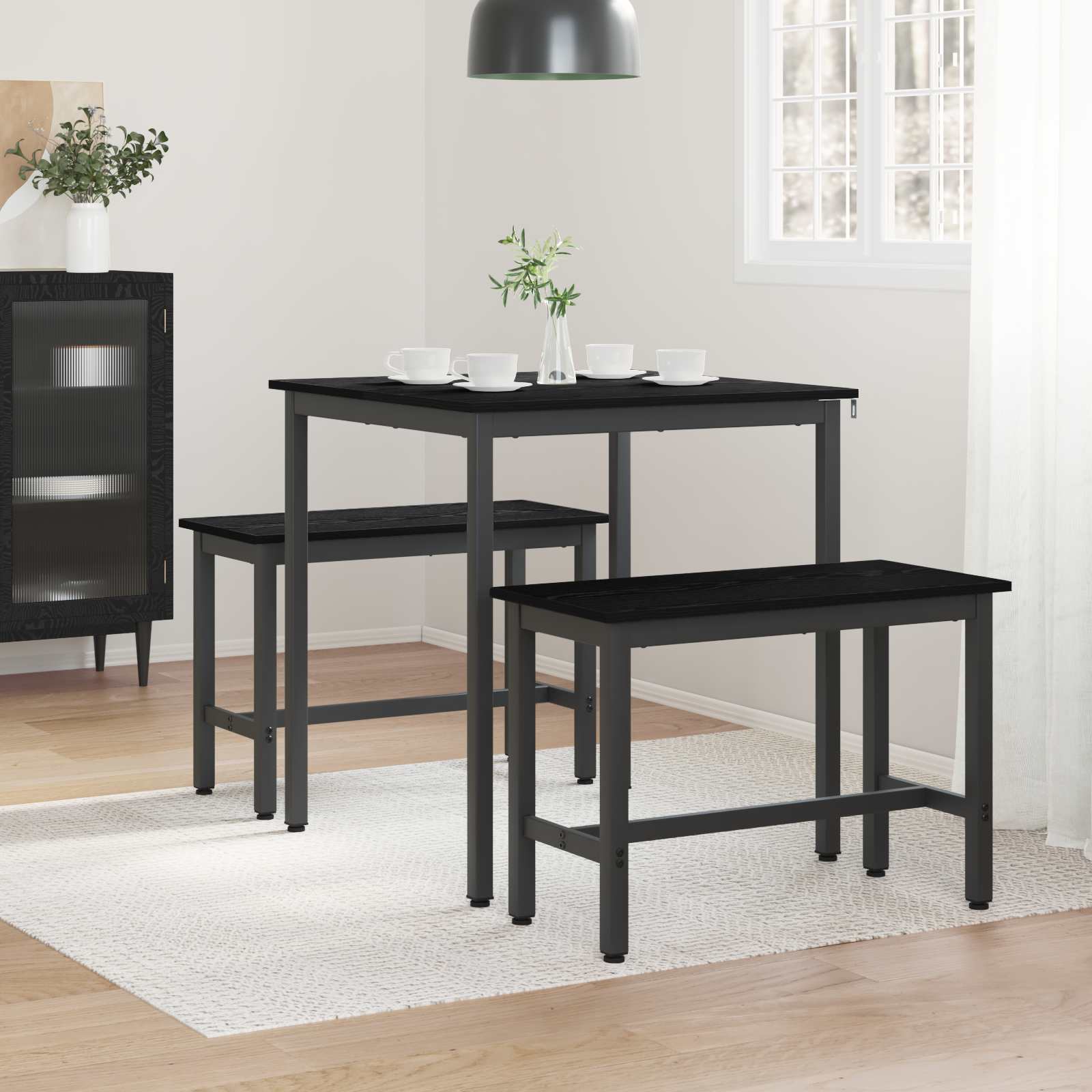 vidaXL Dining Tables 70 x 70 x 75 cm Engineered Wood Black Oak Square 4