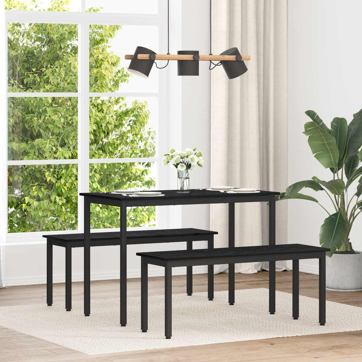 vidaXL Dining Tables Engineered Wood Black Oak