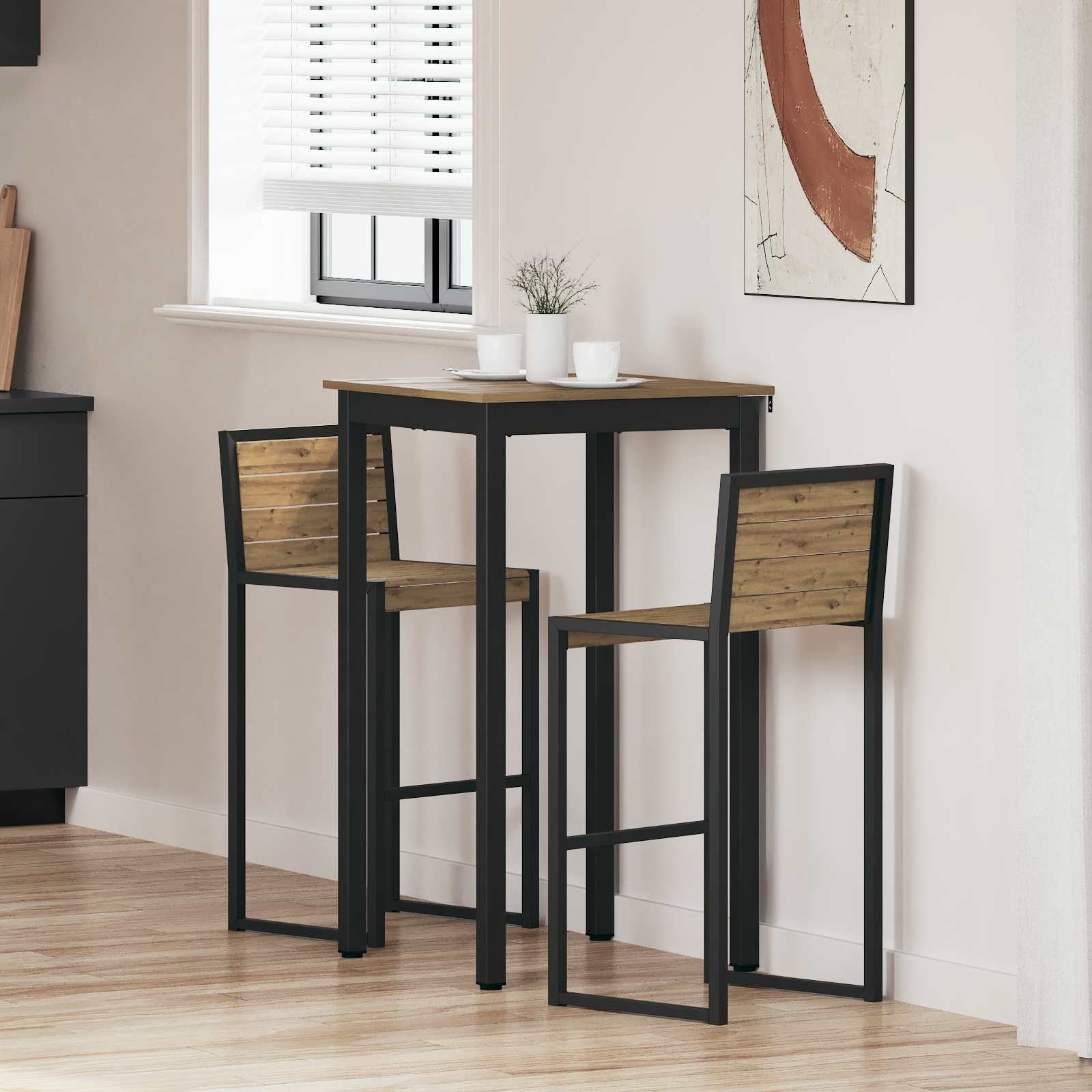 vidaXL Standing Bar Table Engineered Wood Square 1