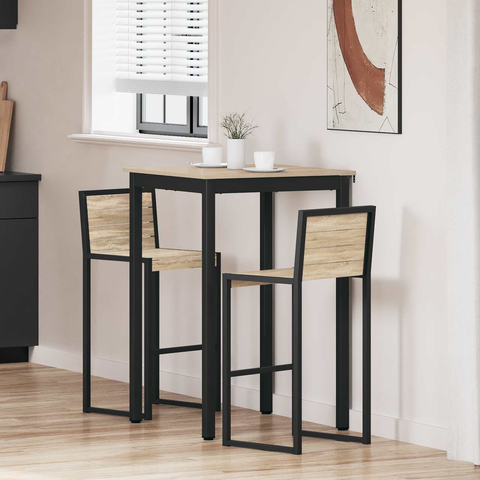 vidaXL Standing Bar Table Engineered Wood Square 1