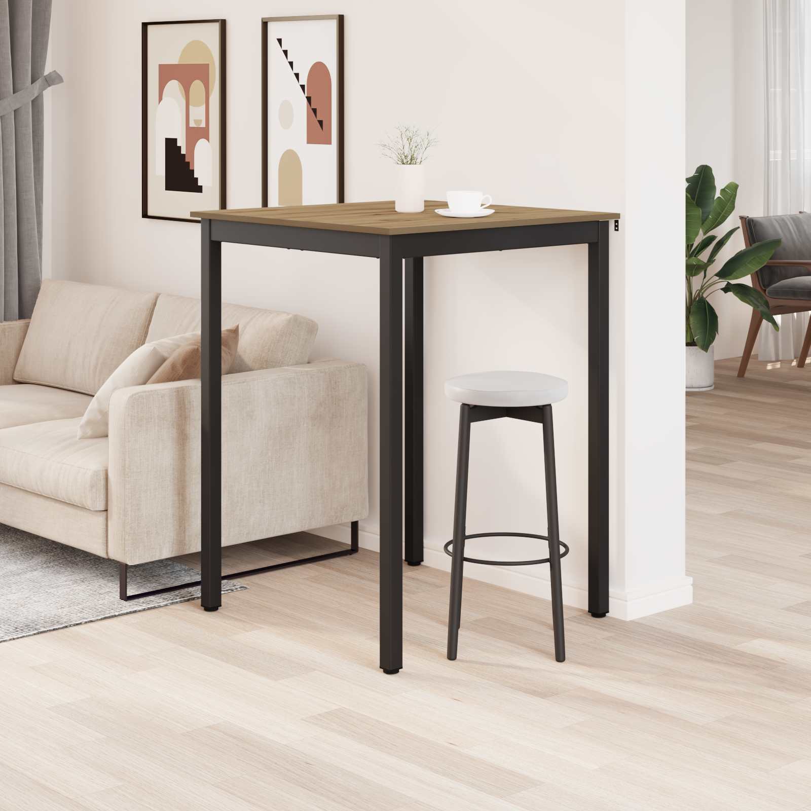 vidaXL Standing Bar Table Engineered Wood Square 4