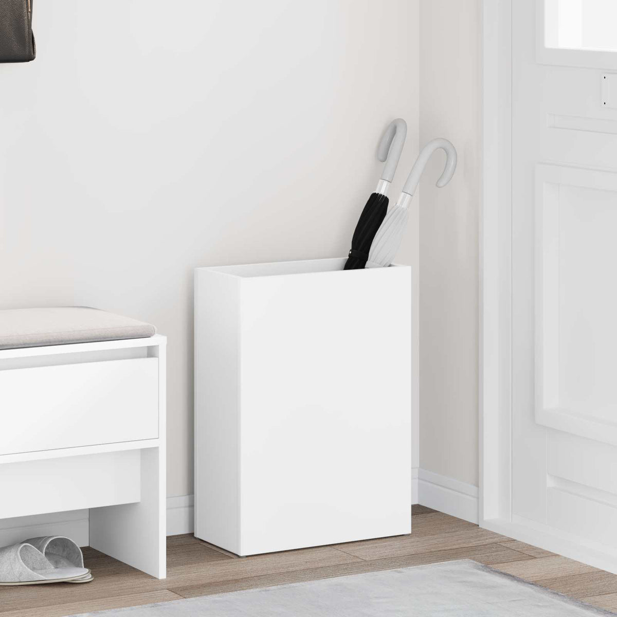 Umbrella Stand White Engineered Wood