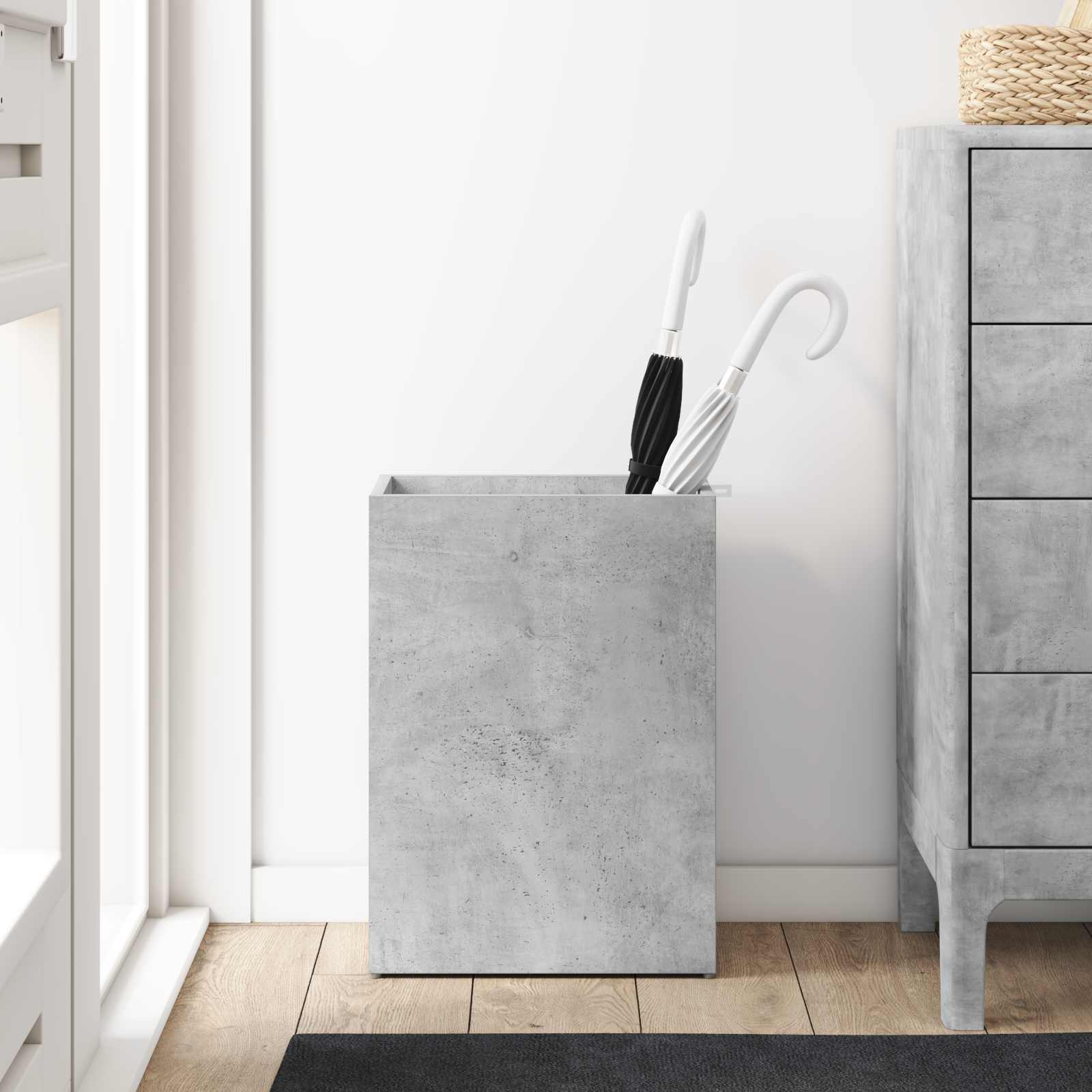 vidaXL Umbrella Stand Concrete Grey 40 x 20 x 55.5 cm Engineered Wood 4
