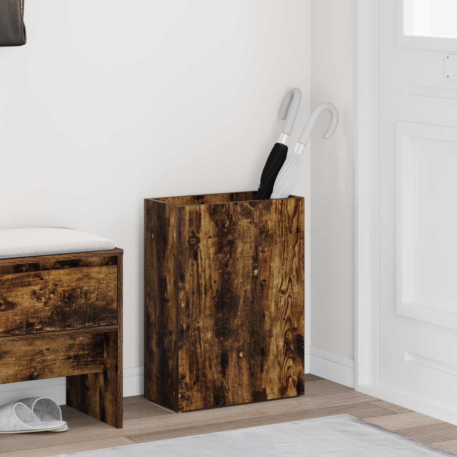 vidaXL Umbrella Stand Smoked Oak 40 x 20 x 55.5 cm Engineered Wood 1