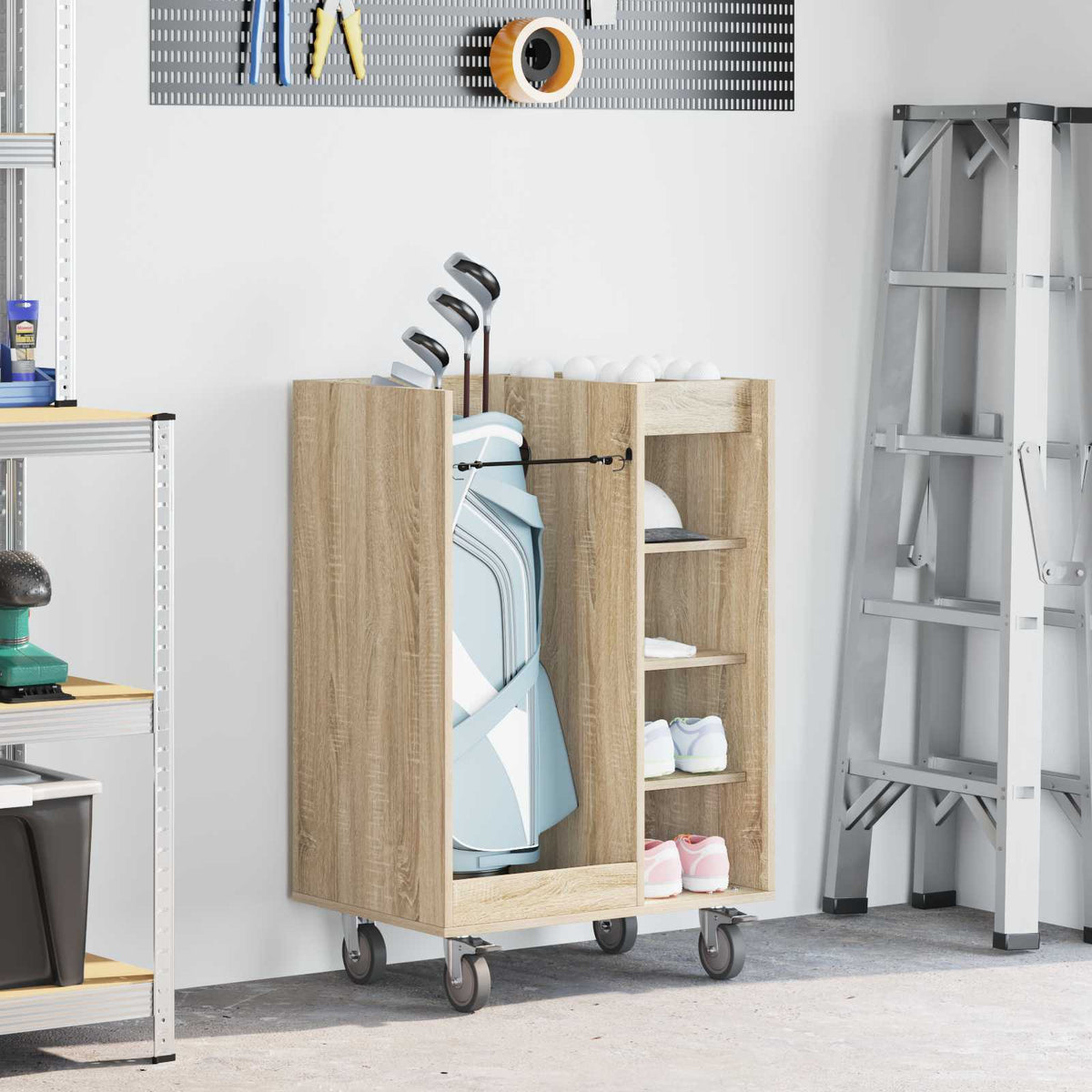 Golf Cabinet with Wheel Plain 65 x 45 x 98 cm Sonoma oak