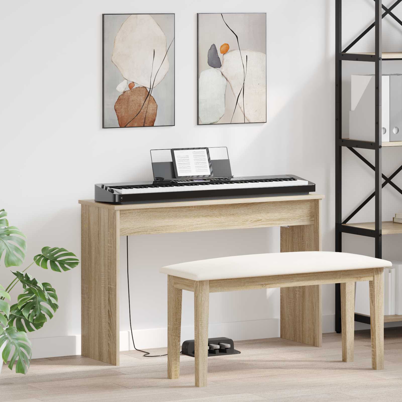 vidaXL Keyboard Stand Sonoma Oak 100 x 32 x 64 cm Engineered Wood 1